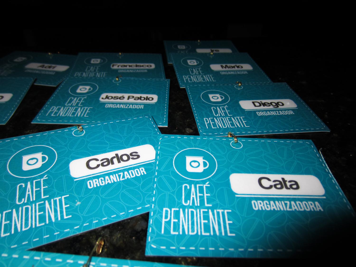 Members of the collective, in nametag form