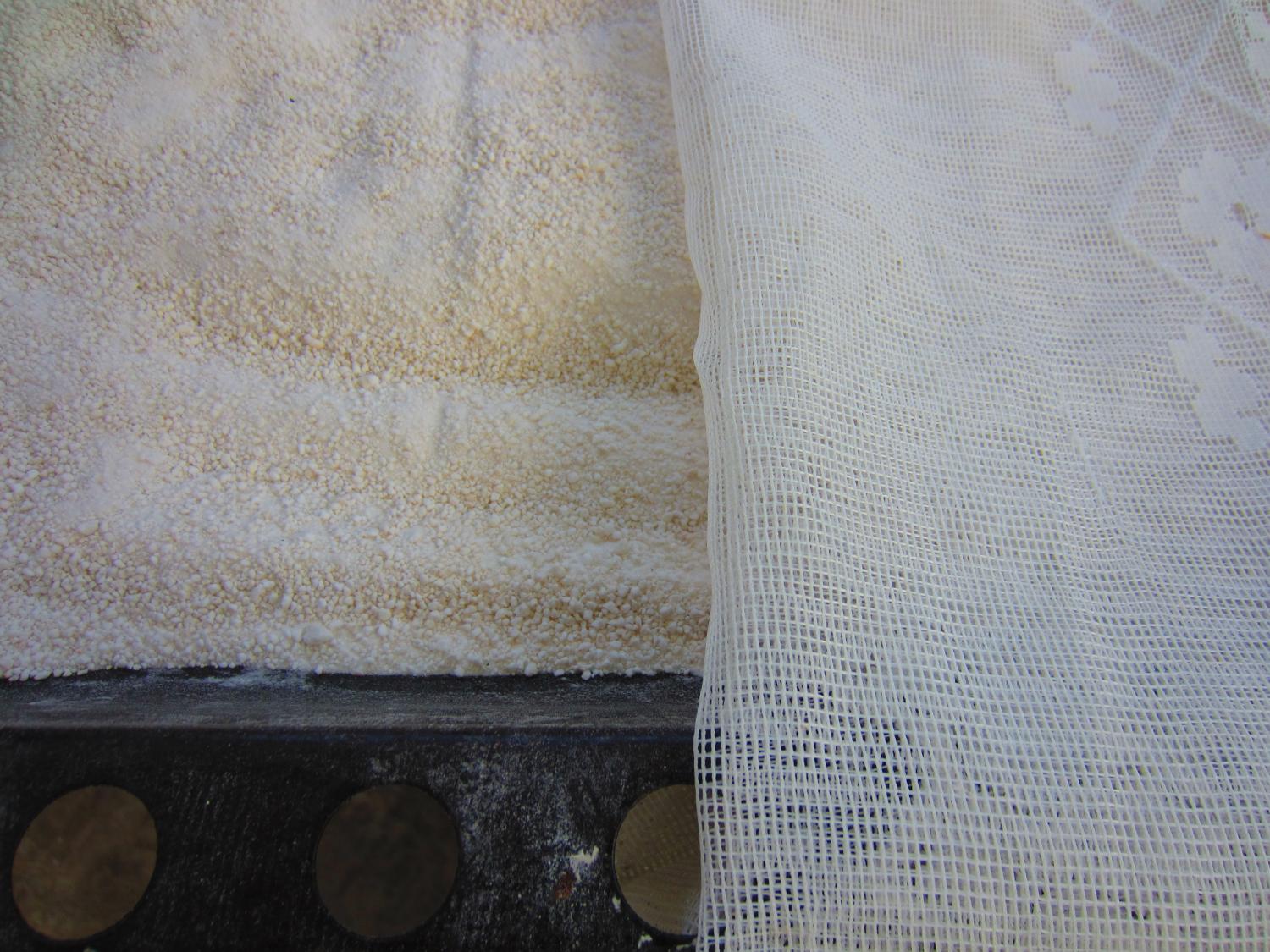 Starch drying under an old lace cover