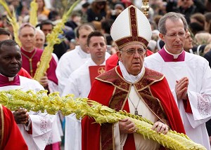 Newly elected Pope Francis on Palm Sunday, 2013 (Photo Credit: Paul Haring, CNS)