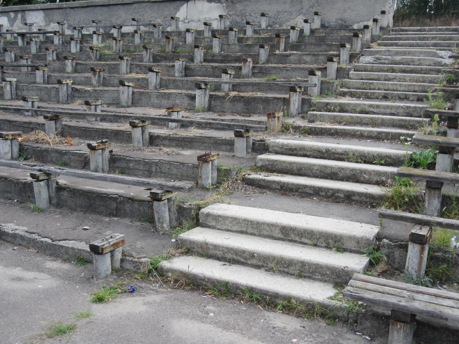 The remnants of the bleachers