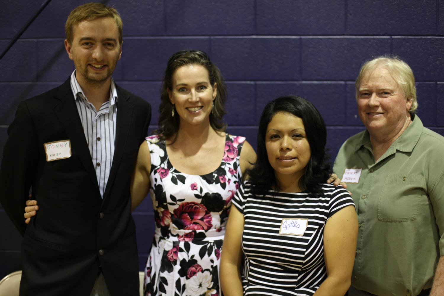 The keynote speakers (L to R): Jonny Price, Cylvia Hayes, Cynthia, a Borrower with a cleaning service company, and Forrest Peck with MERIT