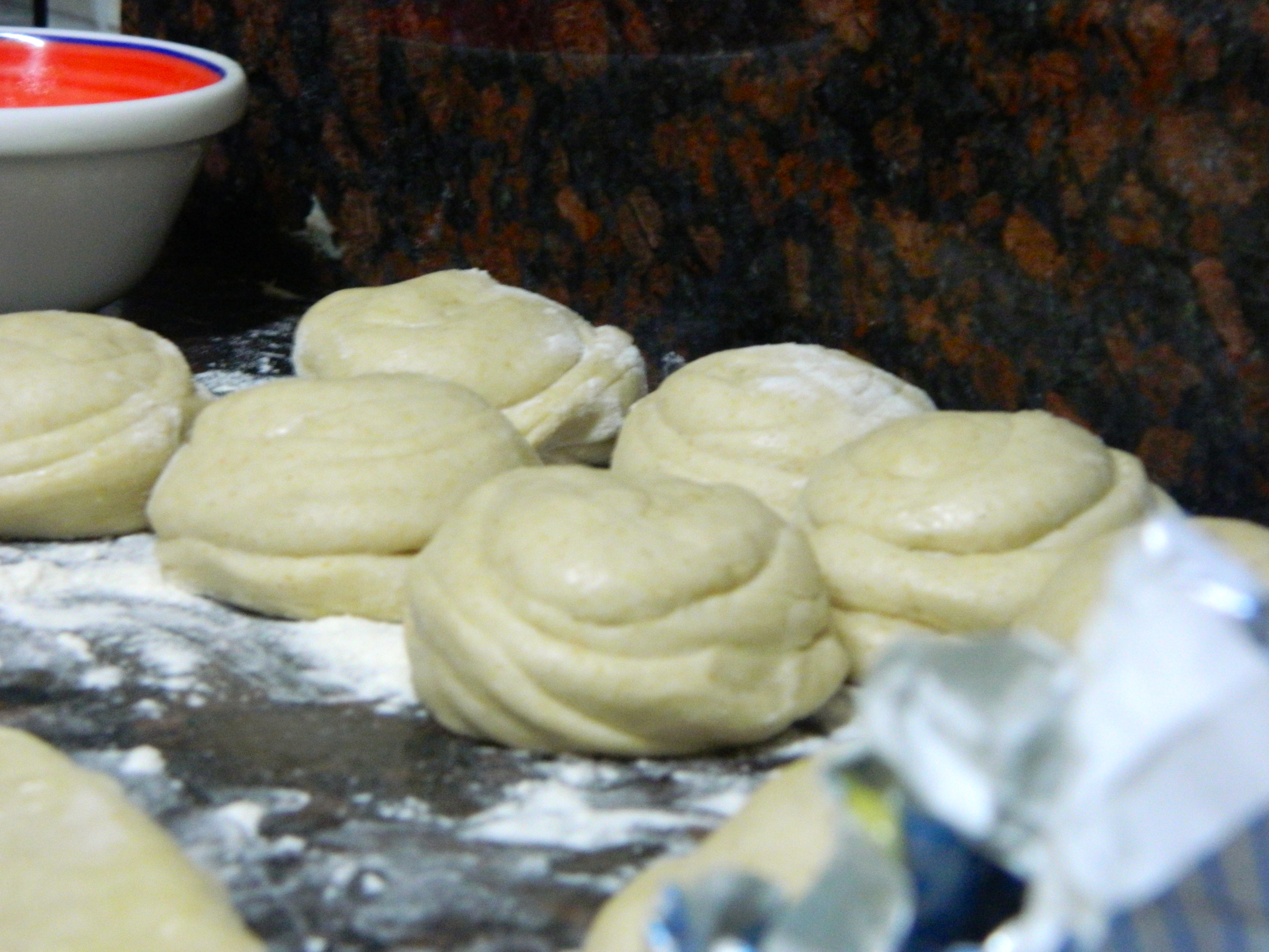 Balls of chapatti dough, ready to be rolled out and then fried in oil. Deep fried flatbread? Yeah, of course it’s delicious.