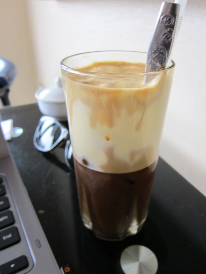 Ca Phe Trung Da: iced Vietnamese coffee with a beaten egg white. I don't drink coffee back home, but I'm addicted to it here.
