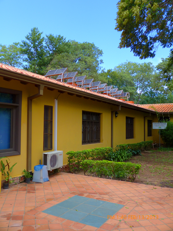 Solar water heating panels on the roof