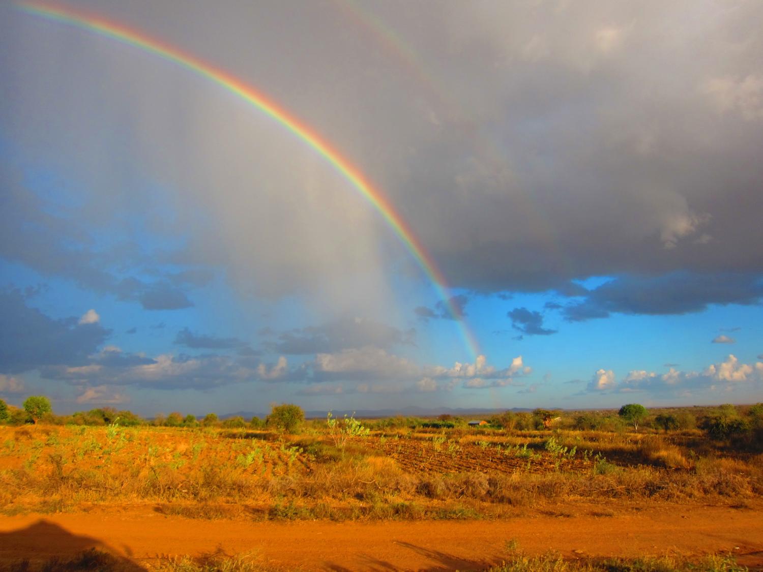 Rainbow seen from Matatu near Mwingi town