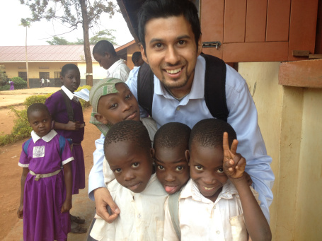 With students in a primary school