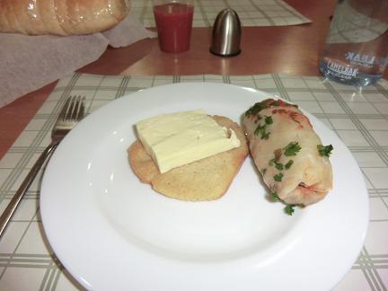 Mchadi with cheese and tolma