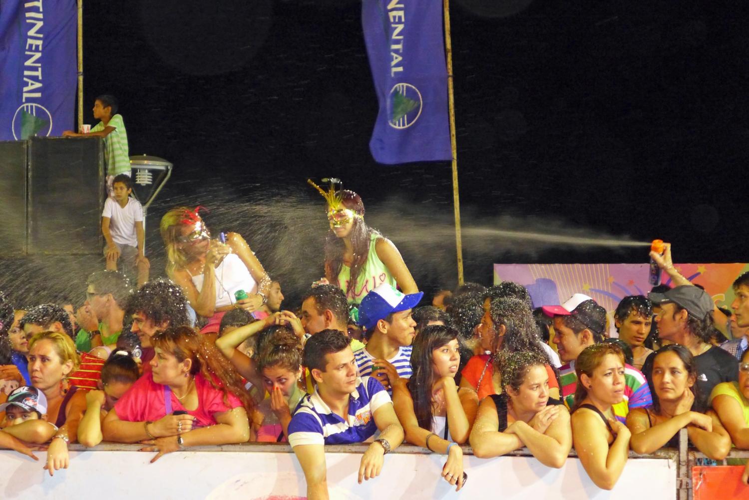 The "audience participation" consists of spraying one another with aerosol foam.