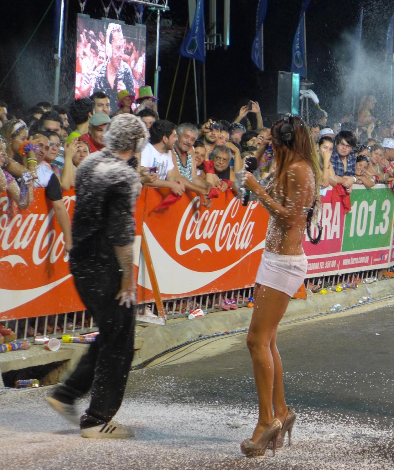 Emcees were a particularly popular target of the foam spraying members of the public.