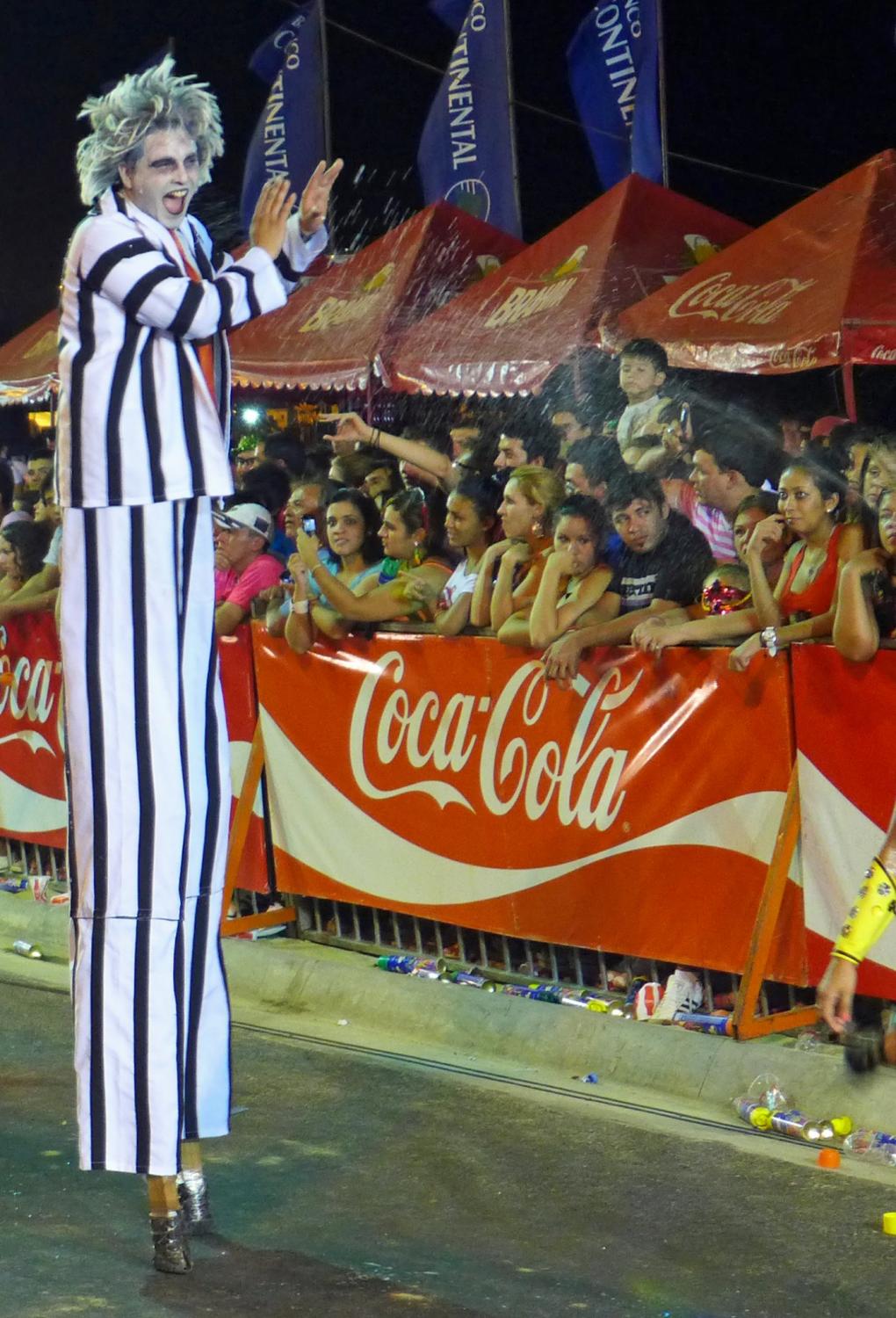 The guys on stilts also were irresistible to the foamers.