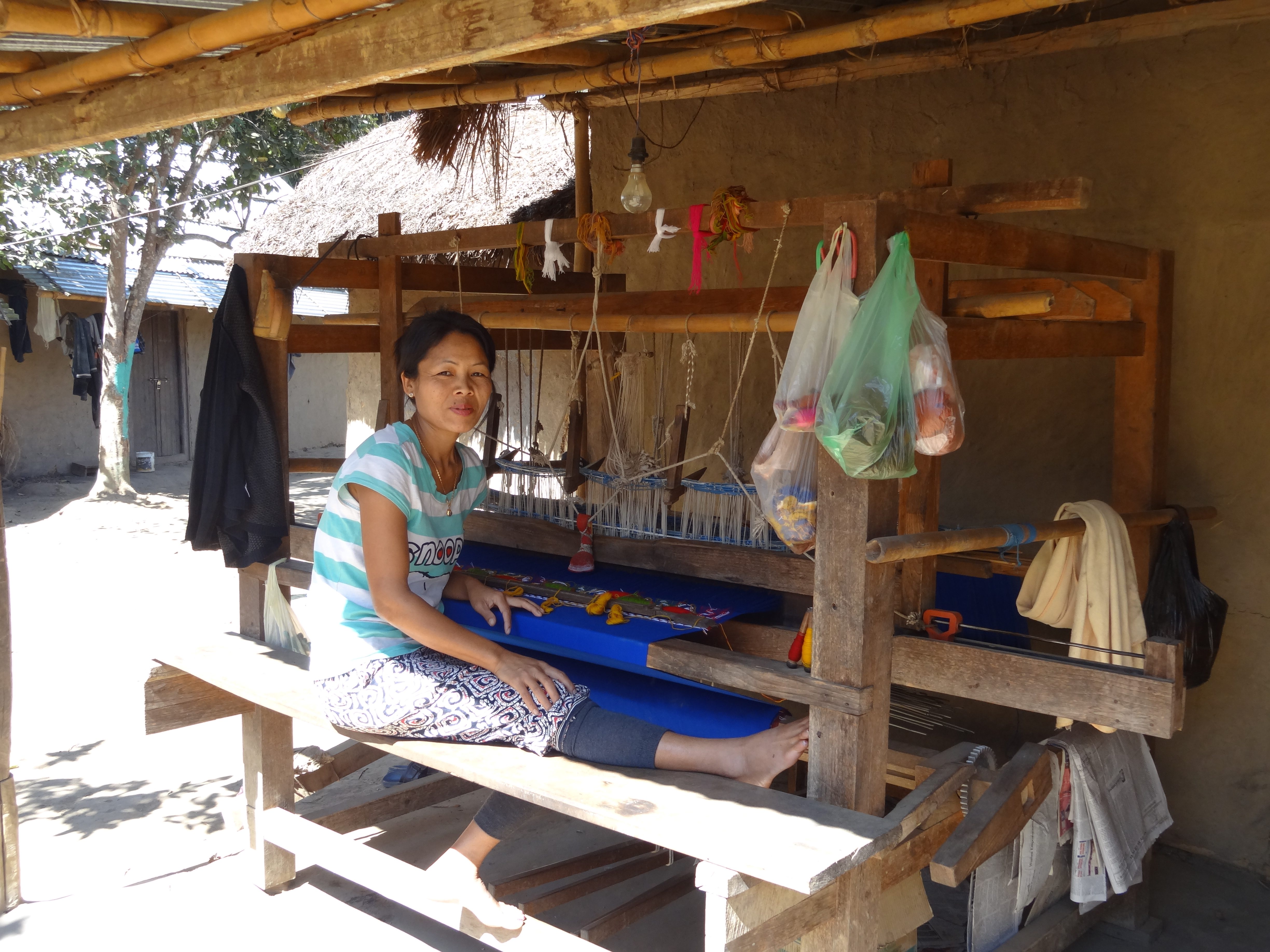 Lamneng with her very own handloom