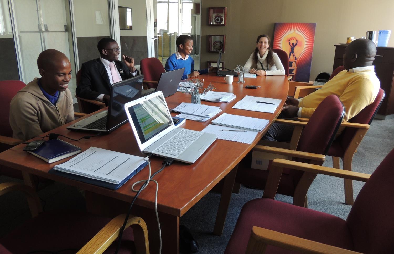 Gift (Call Center Coordinator), Peter (Adademic Coordinator), Max (Bursar), Claire (Communications Officer and Kiva Coordinator), and Eric (Student Affairs)