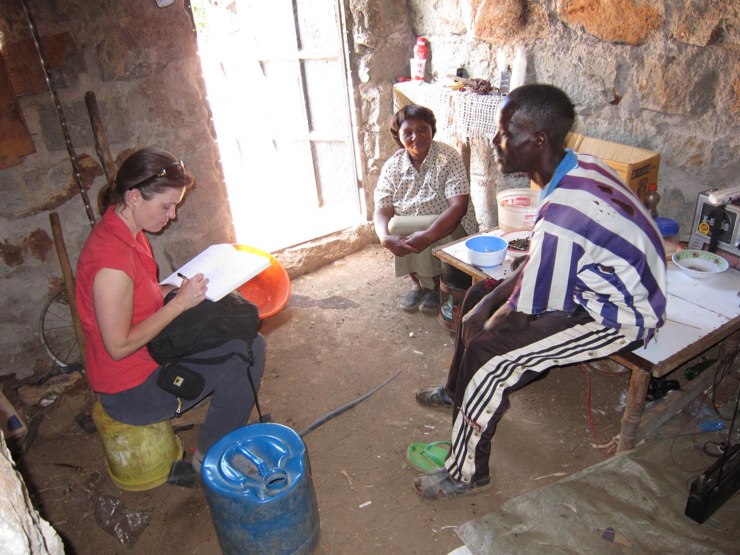 Visiting with borrowers in Tala area