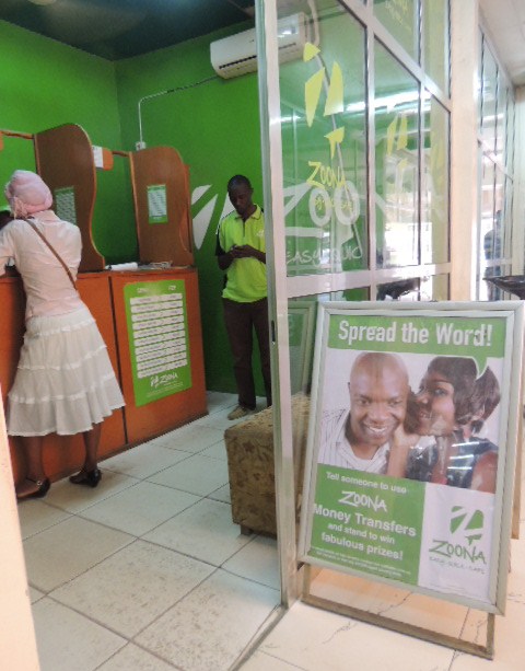 Shop #1: located in a shopping center in central Kitwe. Note the air conditioner, which she was recently able to add from her profits.