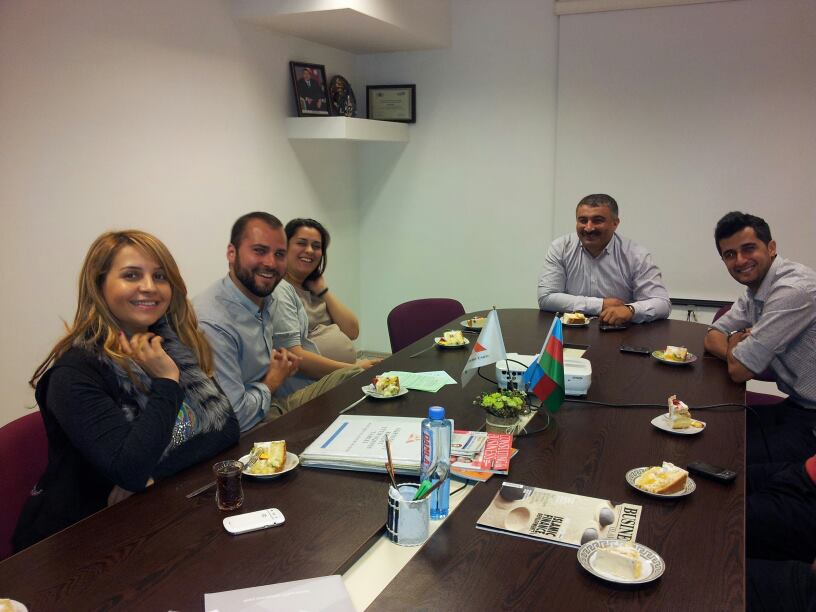 The AqroInvest team in Baku, Azerbaijan, celebrating Kiva Fellow Dimitri's last day.