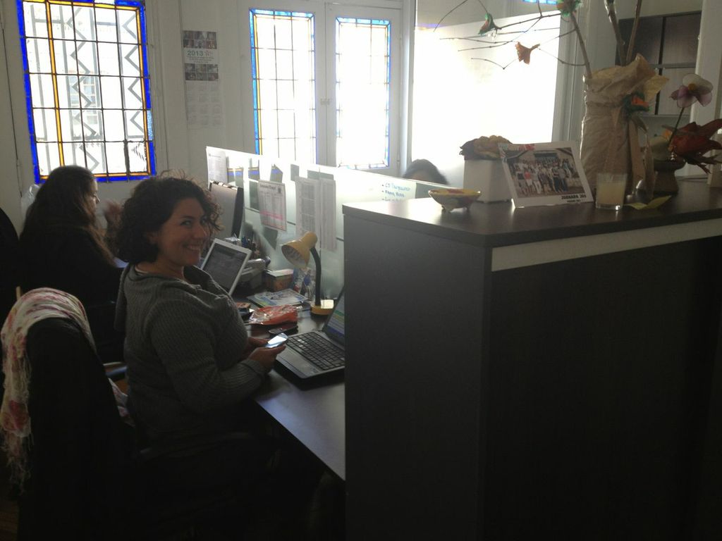 Director Maria Jose and Kiva Coordinator Natalia Rivas working to bring Kiva loans to you in their office at Londres y Paris, Santiago, Chile. Esther, Chile