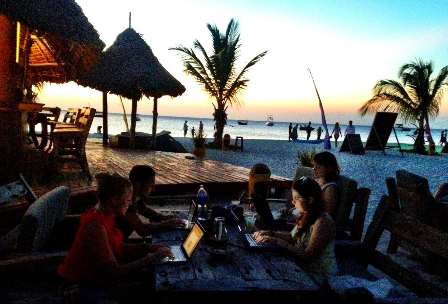 When Kiva Fellows hit the road, the work doesn't stop, not even for a sunset in Zanzibar.