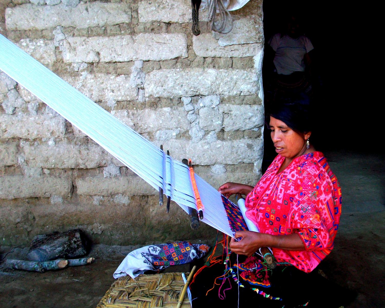 1 “in a very literal sense, the weaver becomes a part of the loom... if she is ‘strapped in,’ weaving can take place. If she is not, it cannot.” Chandler, Deborah, Senuk, Raymond E. Guatemalan Woven Wealth: Preserving a Rich Textile Tradition. Canada: Friesens Corporation, 2009. Print.