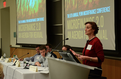 A speaker panel at the 2012 Penn Microfinance Conference