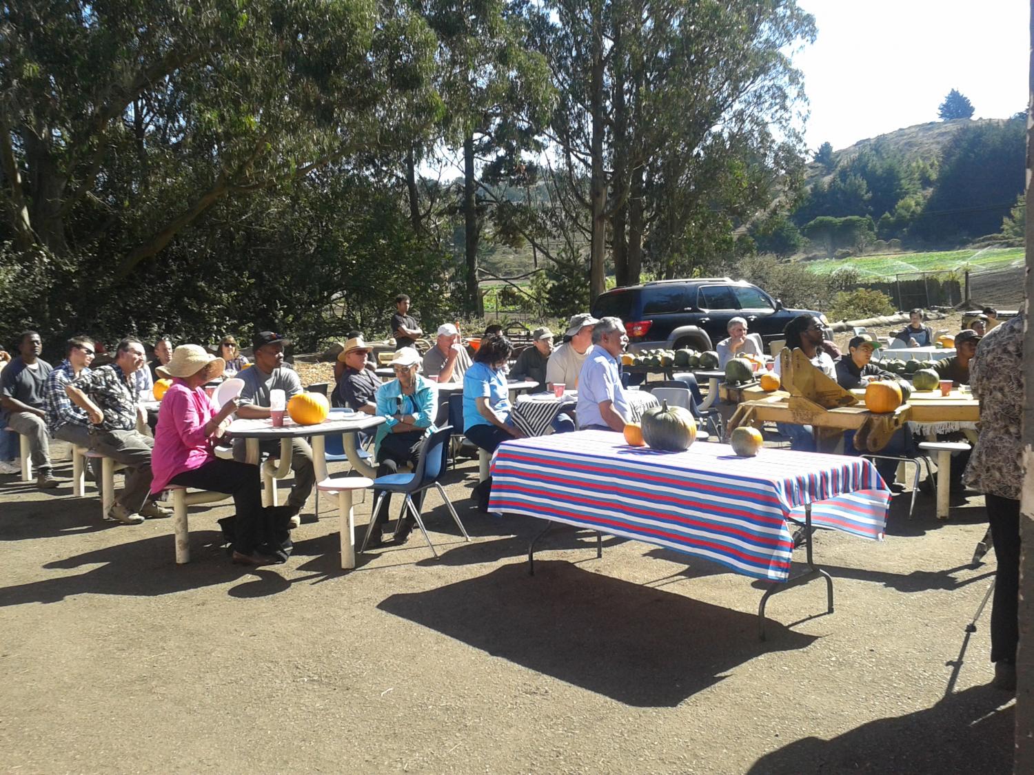 Full bellies, hot sun and eager listeners.