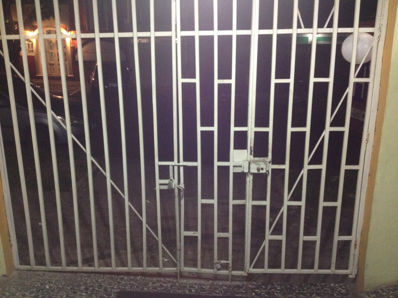 You will rarely find an entrance that doesn't look like this (and there probably is an armed security guard as well).