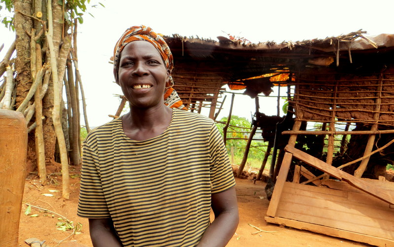 Christine in front of one of the pens where she keeps chickens