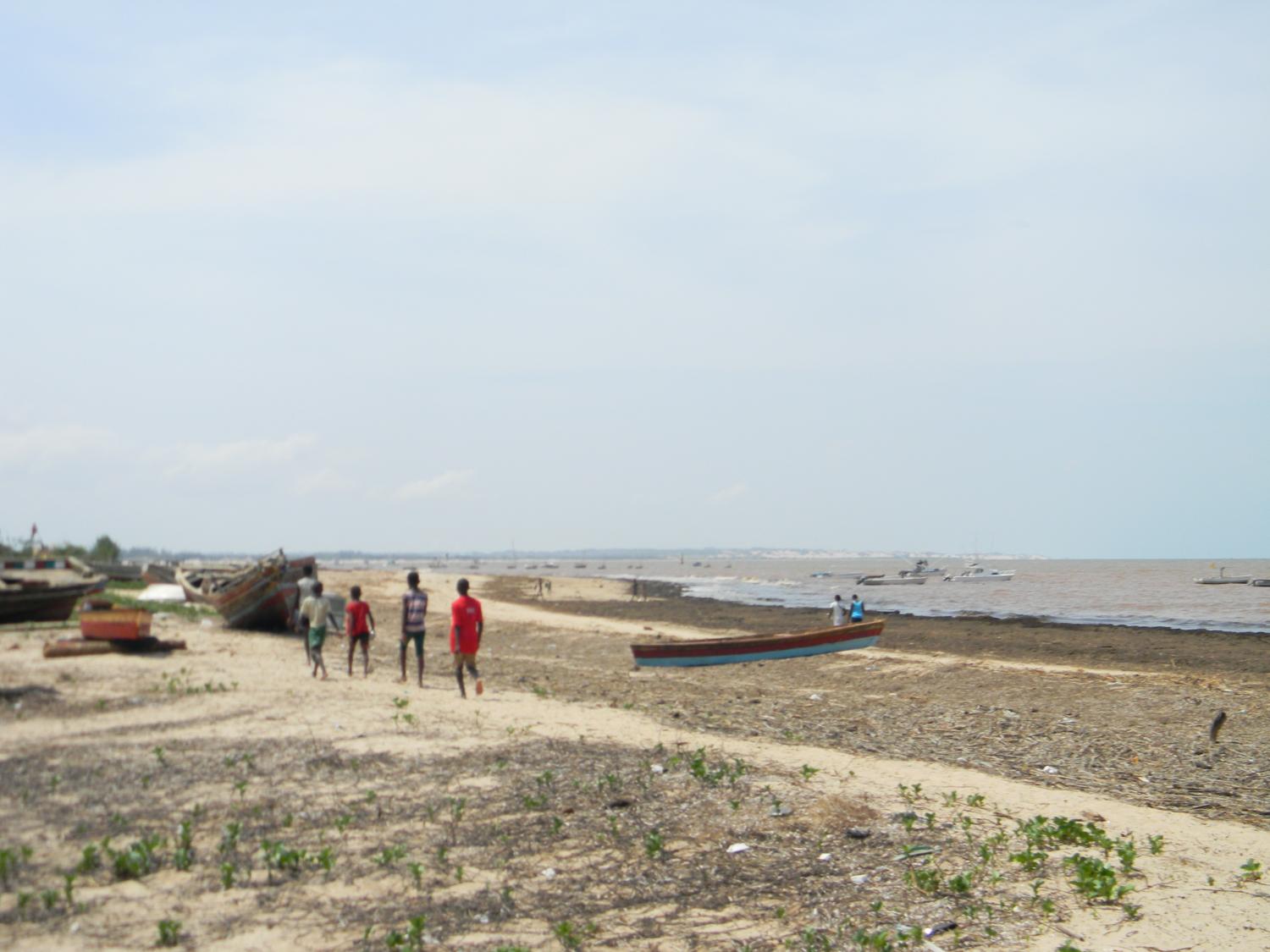 Malindi's main beach, currently littered with debris from a nearby river.