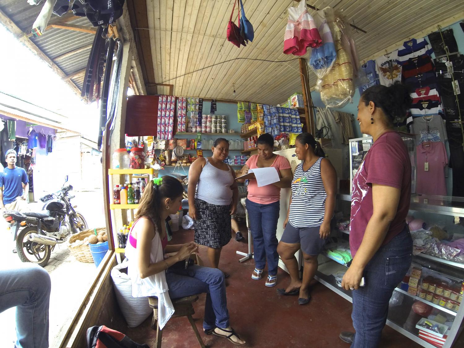 Sofia (far right) and Tania, the Kiva Coordinator at Pana Pana with the clients from one of Sofia's solidarity groups.