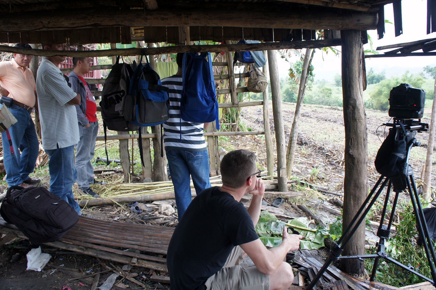It started to rain when we were filming, luckily we found a hut! Photo credit: Yungkit