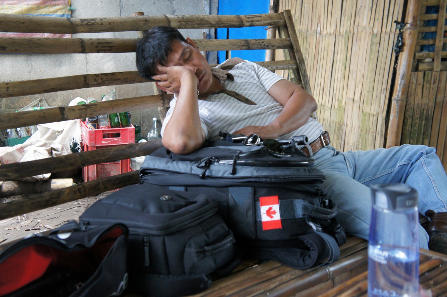 Awesome Ramil passed out while we were filming (after a long 5hour drive). Photo credit: Yungkit