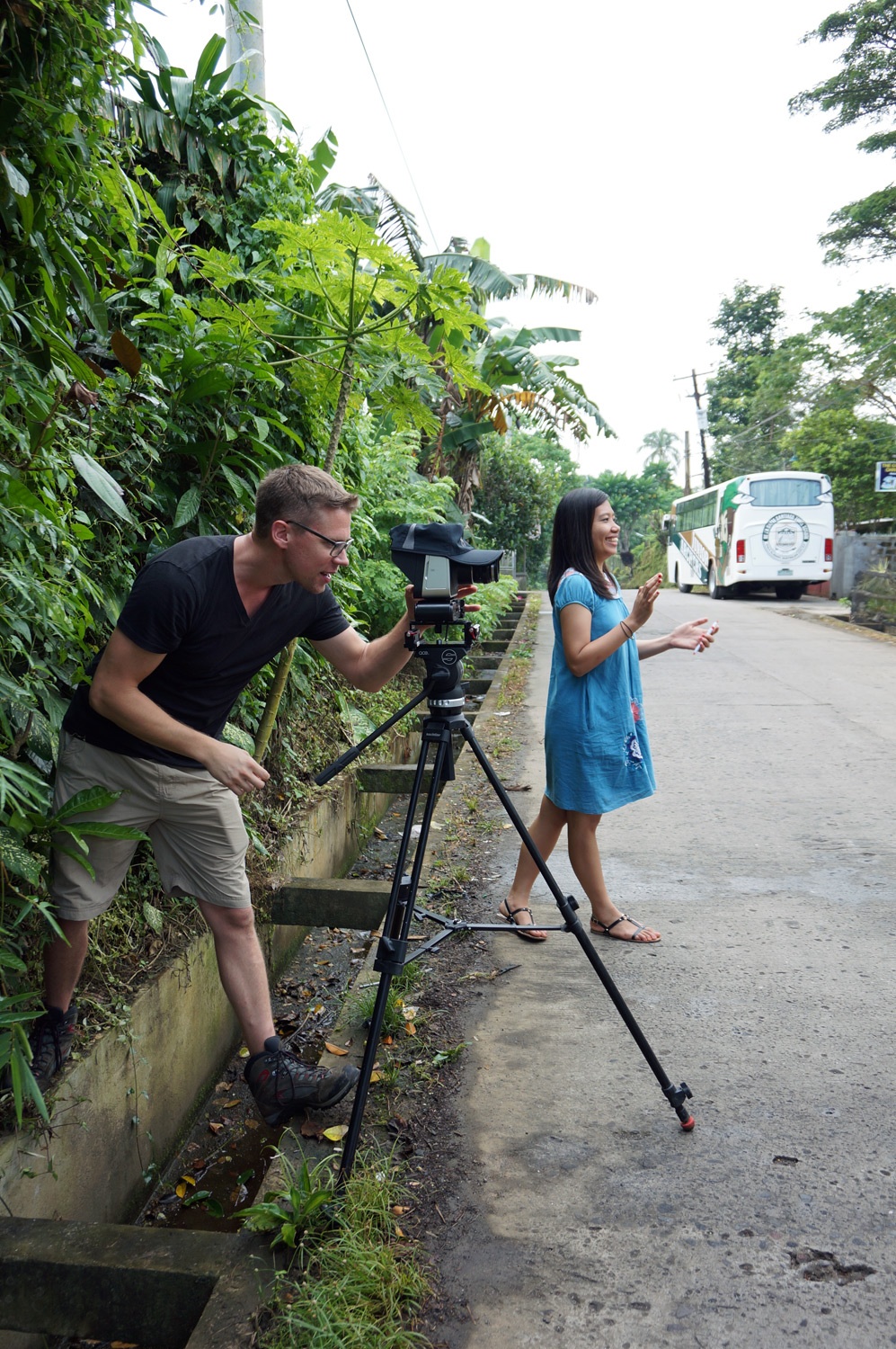 Filming from across the road with Michelle. Not dangerous at all......Photo credit: Yungkit