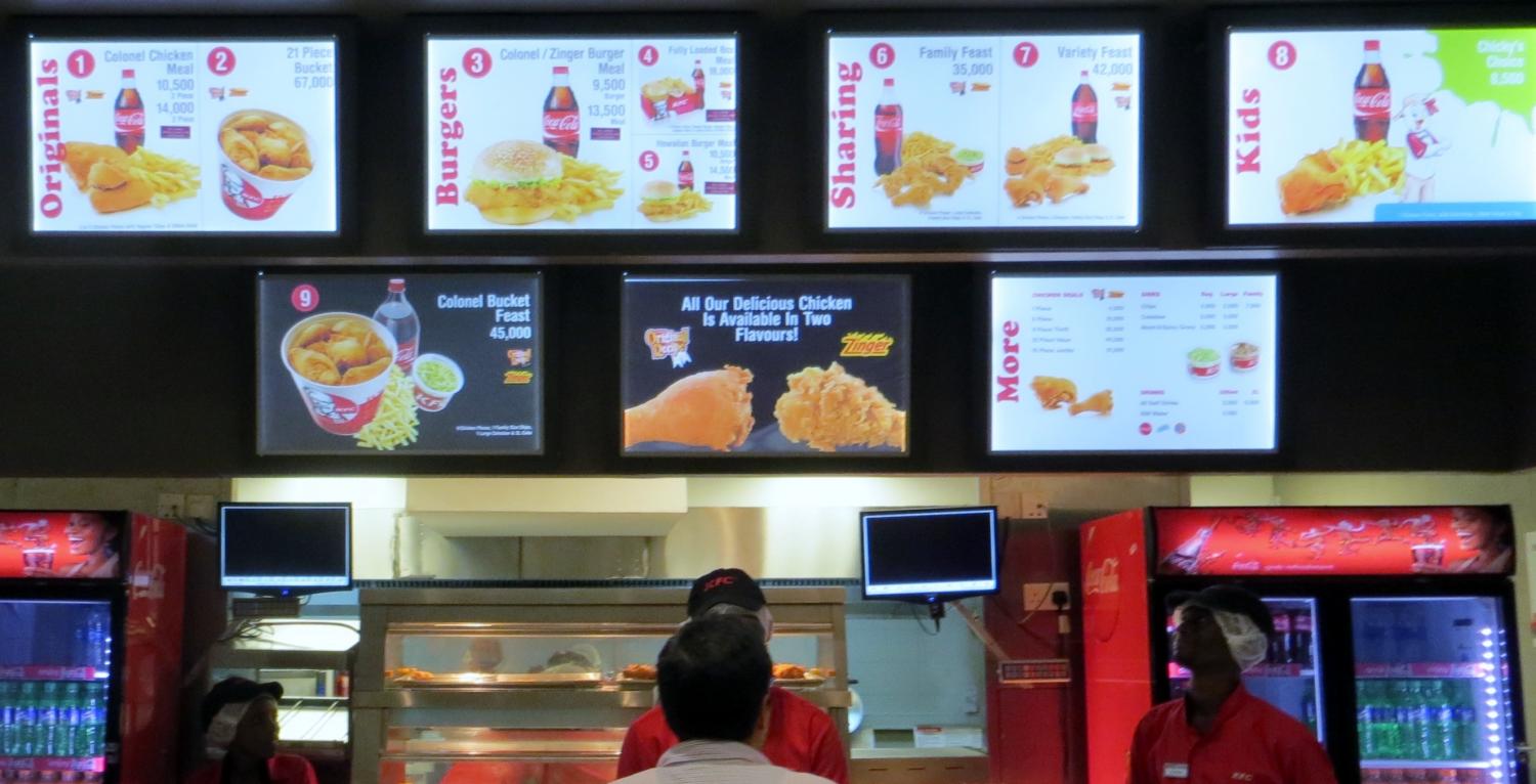 Menu at KFC Tanzania