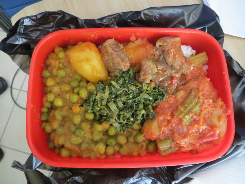 Wali nyama na mbugamboga - lunch of veggies and rice