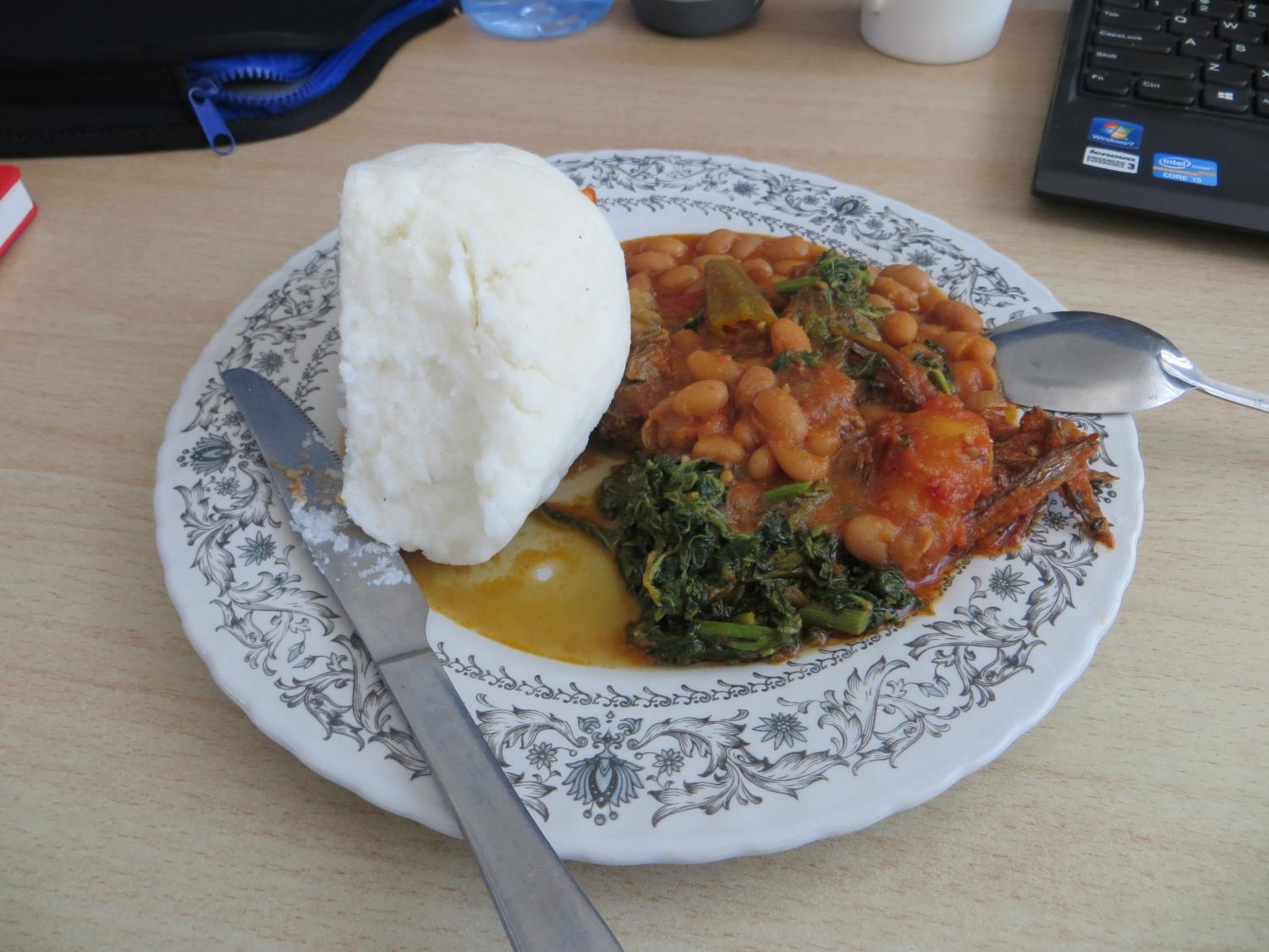 Ugali - maize porridge with vegetables