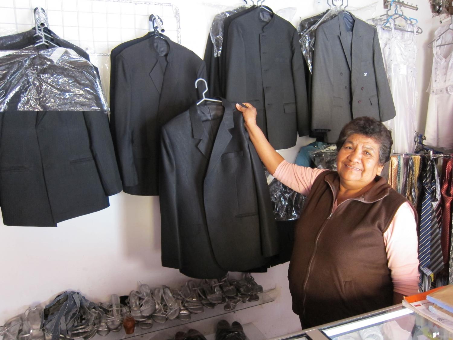 Maria with her merchandise
