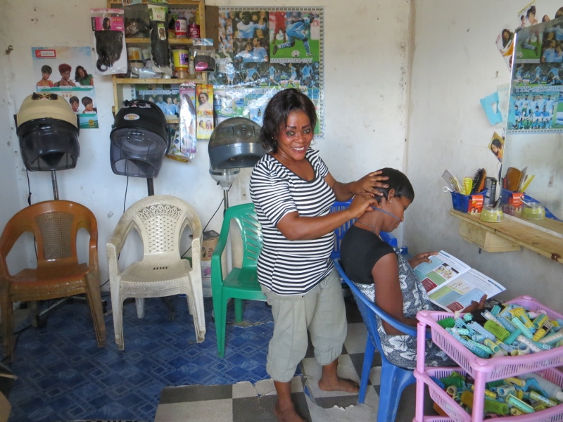 Leah working in her salon