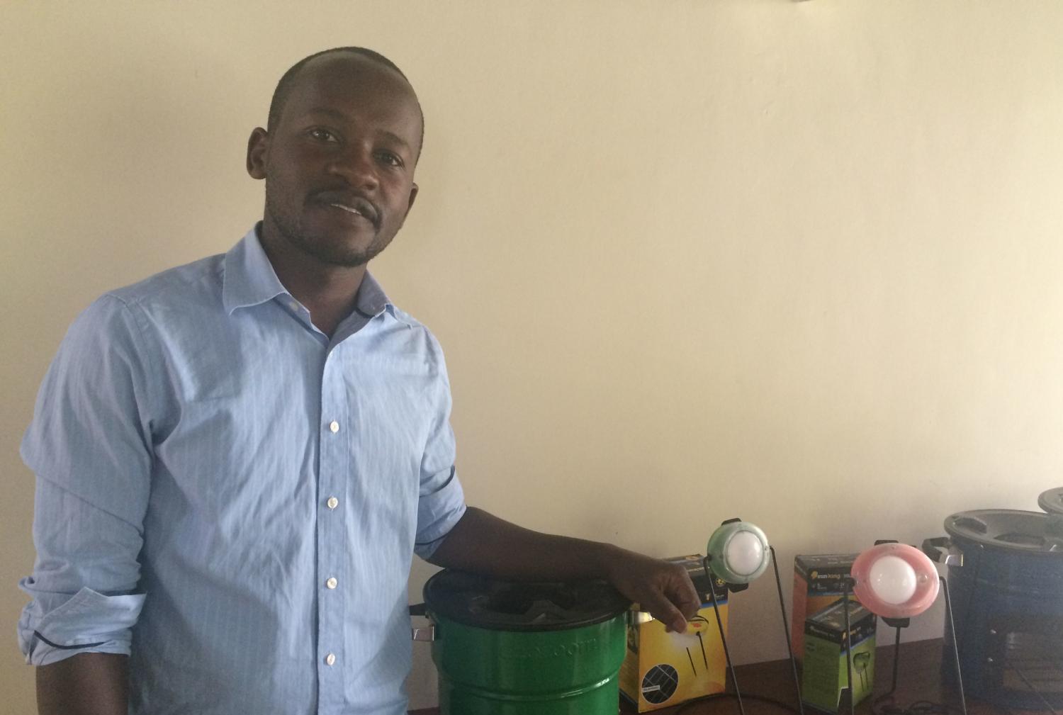 Our trustee Kelvin Wambugu from EcoZoom with their products