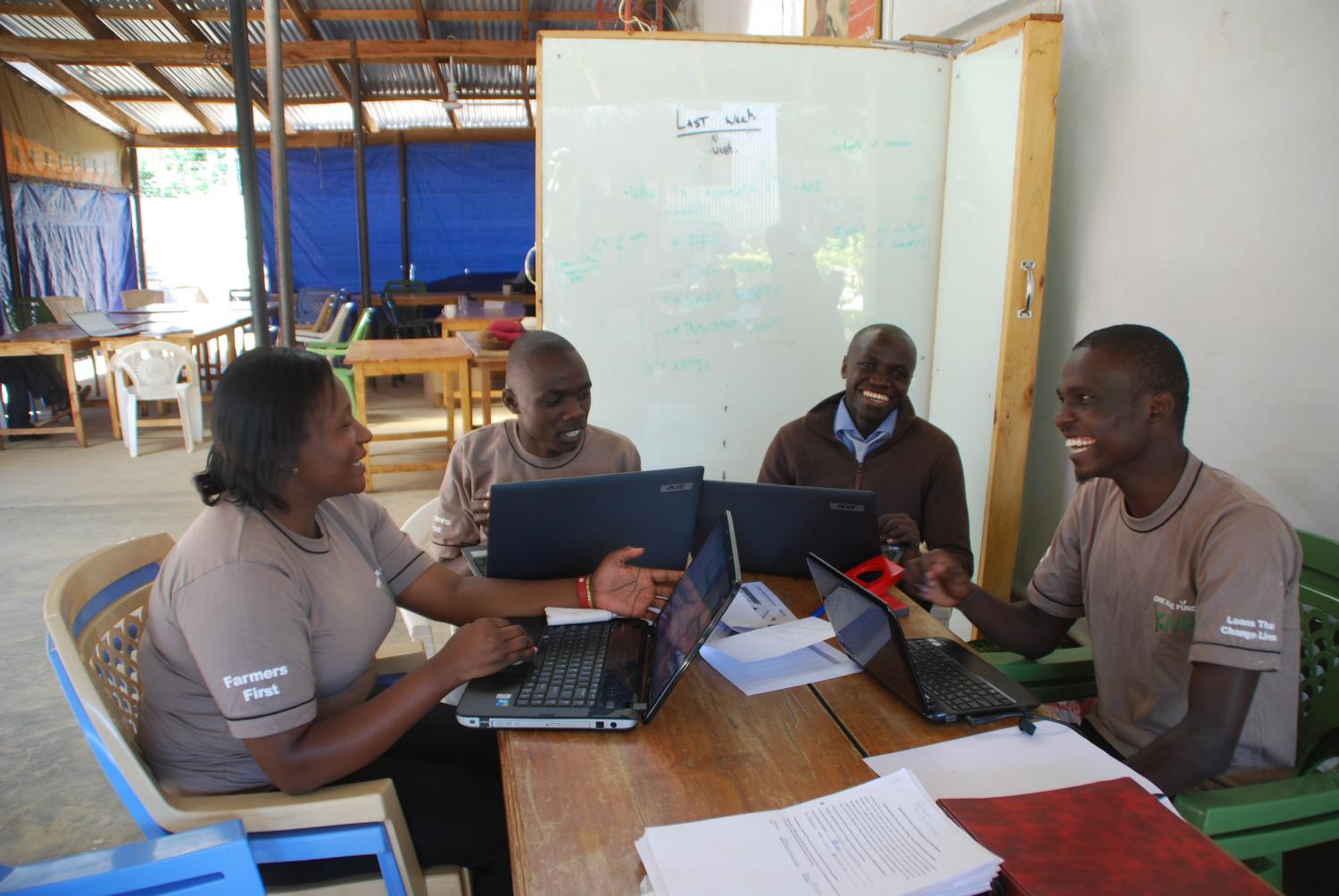Data Entry Team working to enter farmer information to our systems. Thanks Samora, Everlyne, Brian, and Edwin!