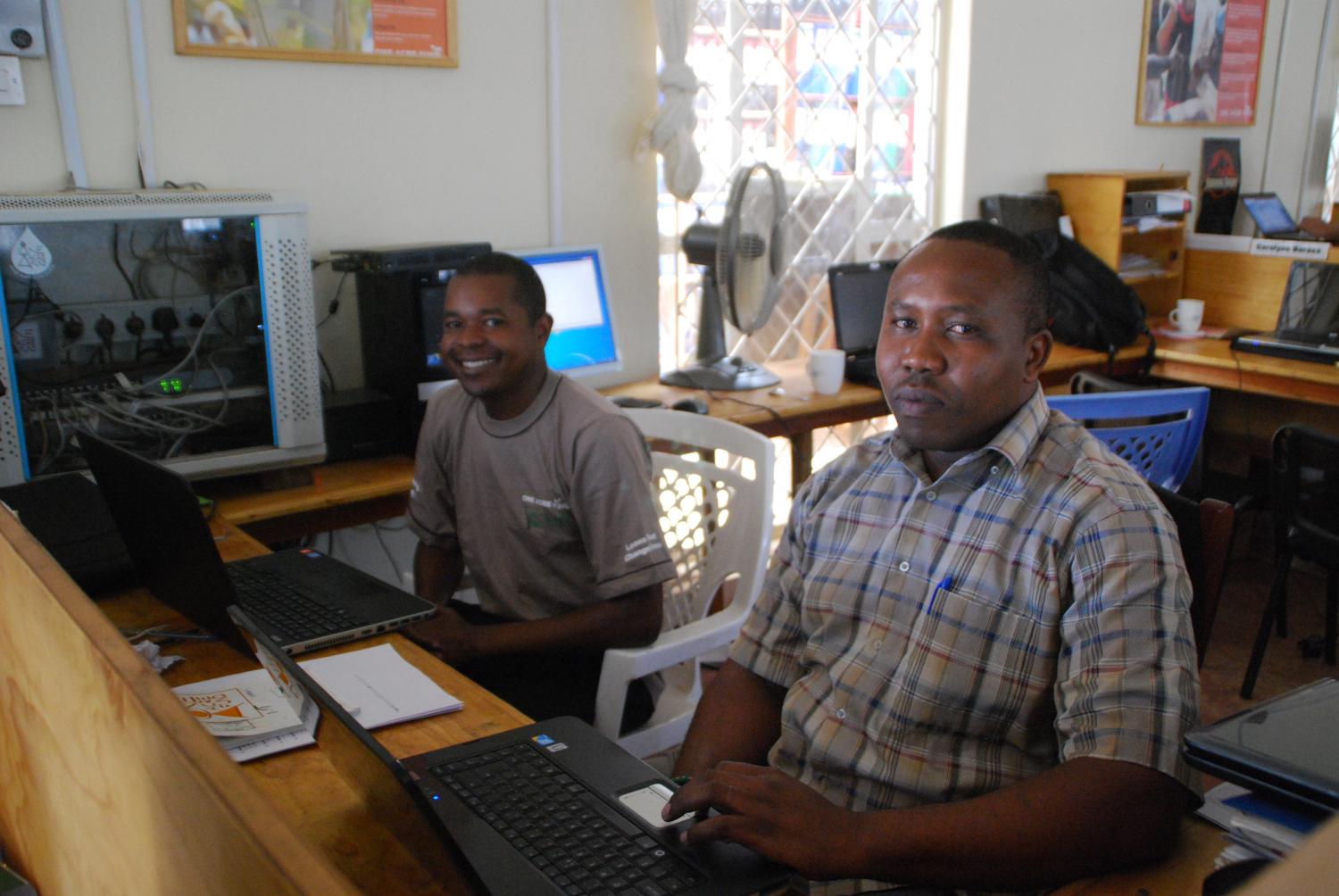 Amongst other things, the IT team helps to monitor the internet bandwidth so Kiva operations doesn't slow everything else down. Everything for Kiva happens on a website and internet in rural Kenya is not always the most stable. Thanks Victor and Michael!