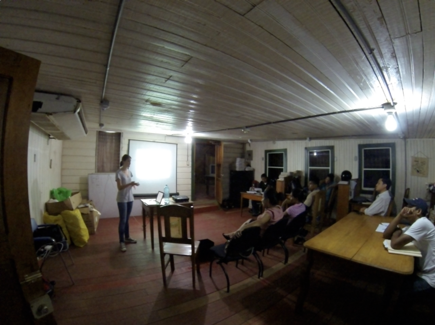Presenting to the Pana Pana loan officers and administrative staff (Jairo is on the far left and Ricardo is on the far right).