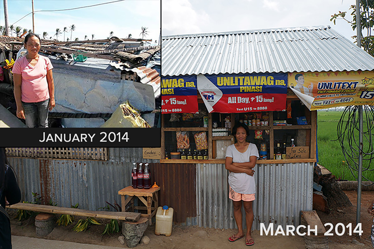 A $225 loan helped Gerilina to purchase building materials and pay construction labor costs.