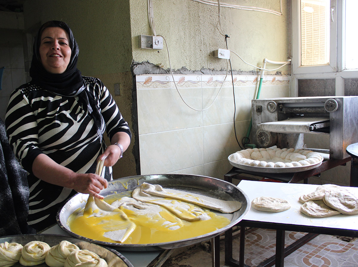 Nazira prepares her Kurdish bread.