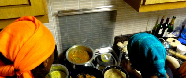 Some of the girls overseeing the food